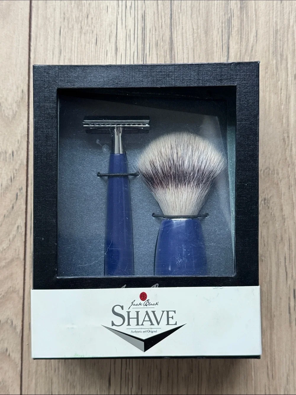 Jack Black Luxury Shave Set Double Edge Safety Razor and Brush Blue New in Box